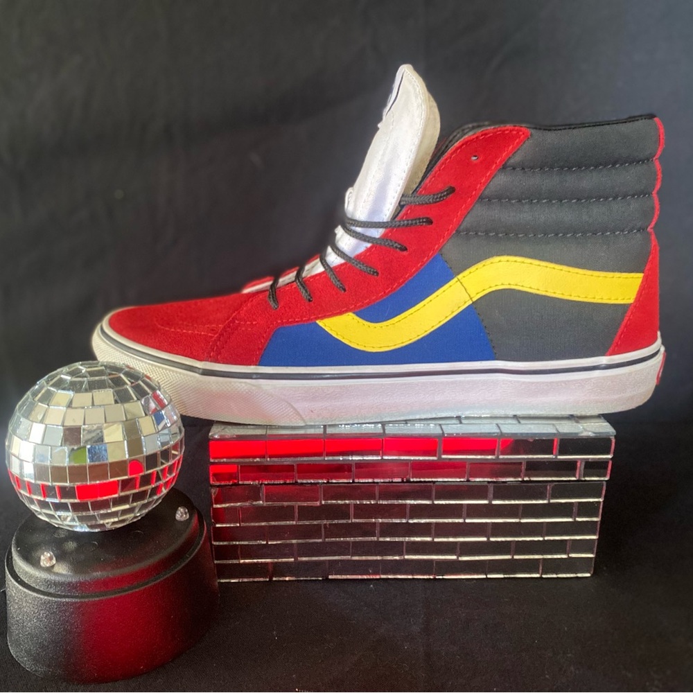Vans High Top Sneakers Red Blue Yellow Gray